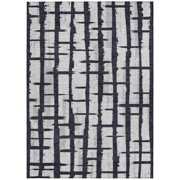 Homeroots 3' Stylish Artichoke Green & Gray Striped Washable Area Rug For Indoor And Outdoor Spaces 10' X 14' Polyester 591182