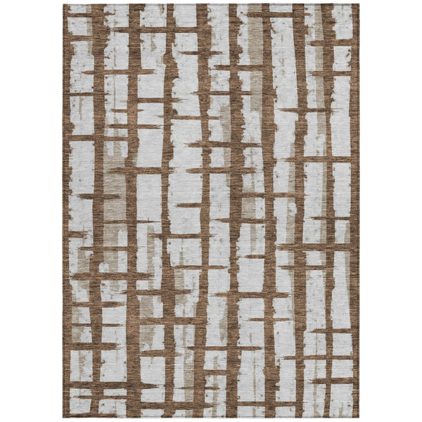 Homeroots 3' Stylish Artichoke Green & Gray Striped Washable Area Rug For Indoor And Outdoor Spaces 3' X 5' Polyester 591183