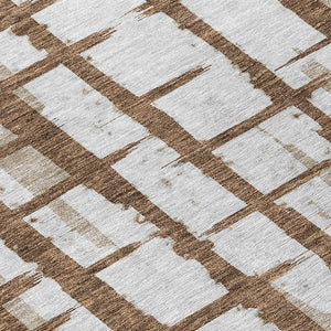 Homeroots 3' Stylish Artichoke Green & Gray Striped Washable Area Rug For Indoor And Outdoor Spaces 8' Round Polyester 591185