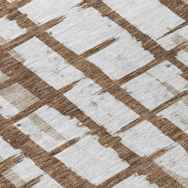 Homeroots 3' Stylish Artichoke Green & Gray Striped Washable Area Rug For Indoor And Outdoor Spaces 8' Round Polyester 591185