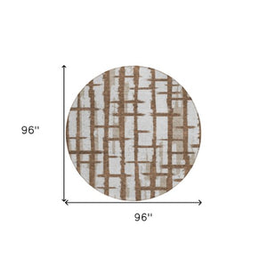 Homeroots 3' Stylish Artichoke Green & Gray Striped Washable Area Rug For Indoor And Outdoor Spaces 8' Round Polyester 591185