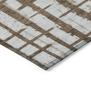 Homeroots 3' Stylish Artichoke Green & Gray Striped Washable Area Rug For Indoor And Outdoor Spaces 8' X 10' Polyester 591186