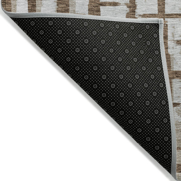 Homeroots 3' Stylish Artichoke Green & Gray Striped Washable Area Rug For Indoor And Outdoor Spaces 9' X 12' Polyester 591187