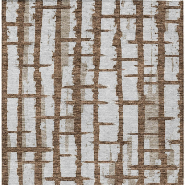 Homeroots 3' Stylish Artichoke Green & Gray Striped Washable Area Rug For Indoor And Outdoor Spaces 10' X 14' Polyester 591188