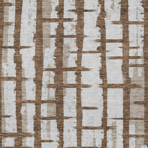 Homeroots 3' Stylish Artichoke Green & Gray Striped Washable Area Rug For Indoor And Outdoor Spaces 10' X 14' Polyester 591188