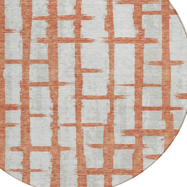 Homeroots 3' Stylish Artichoke Green & Gray Striped Washable Area Rug For Indoor And Outdoor Spaces 8' Round Polyester 591191