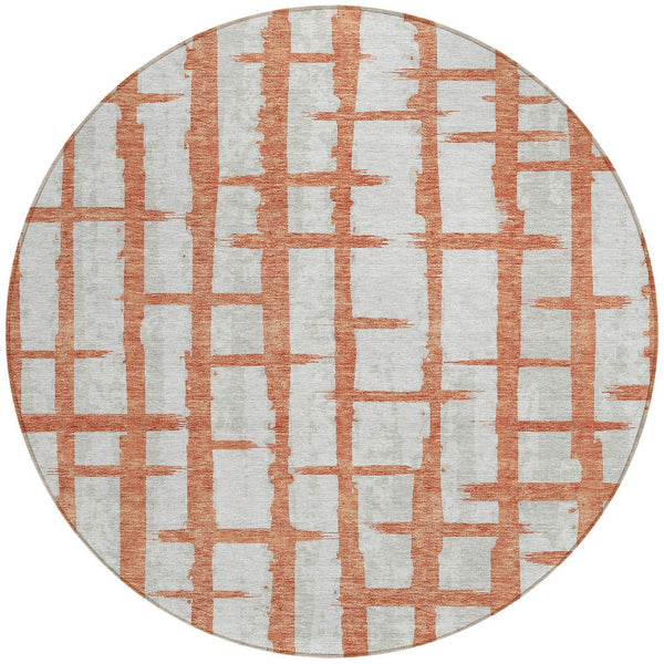 Homeroots 3' Stylish Artichoke Green & Gray Striped Washable Area Rug For Indoor And Outdoor Spaces 8' Round Polyester 591191