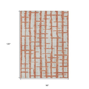 Homeroots 3' Stylish Artichoke Green & Gray Striped Washable Area Rug For Indoor And Outdoor Spaces 8' X 10' Polyester 591192