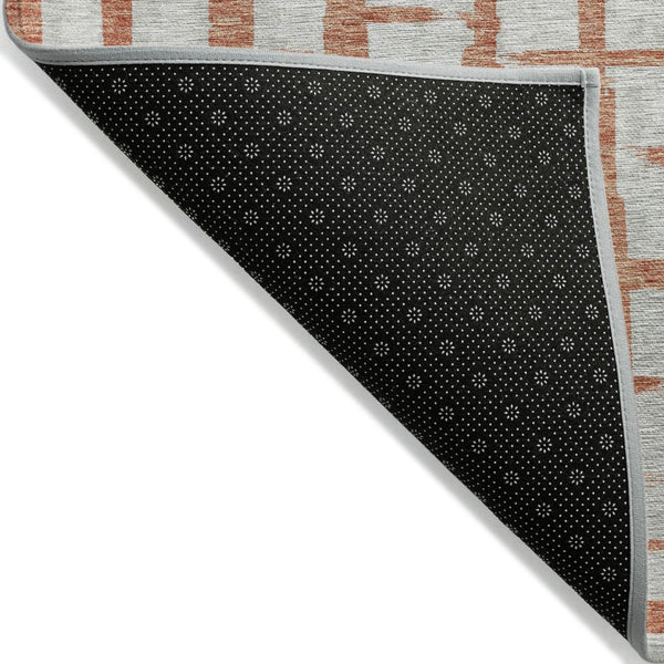 HomeRoots 5' Coral and Gray Striped Area Rug - Durable, Washable, and Stylish for Indoor or Outdoor Spaces 8' X 10' 591192