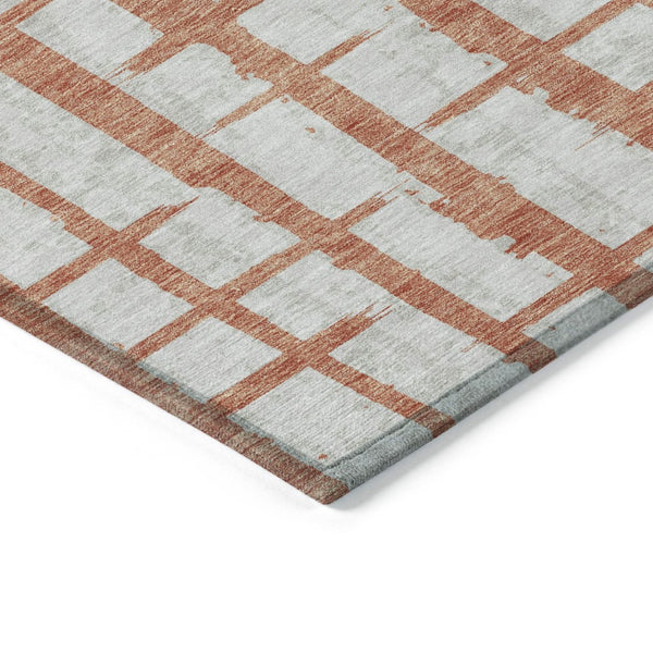HomeRoots 5' Coral and Gray Striped Area Rug - Durable, Washable, and Stylish for Indoor or Outdoor Spaces 8' X 10' 591192