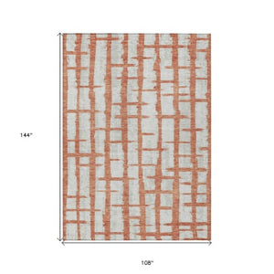 Homeroots 3' Stylish Artichoke Green & Gray Striped Washable Area Rug For Indoor And Outdoor Spaces 9' X 12' Polyester 591193