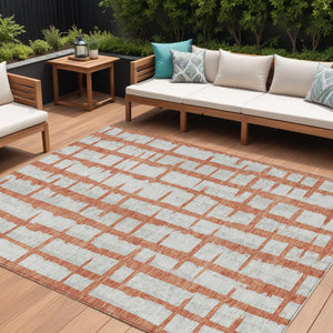 Homeroots 3' Stylish Artichoke Green & Gray Striped Washable Area Rug For Indoor And Outdoor Spaces 9' X 12' Polyester 591193