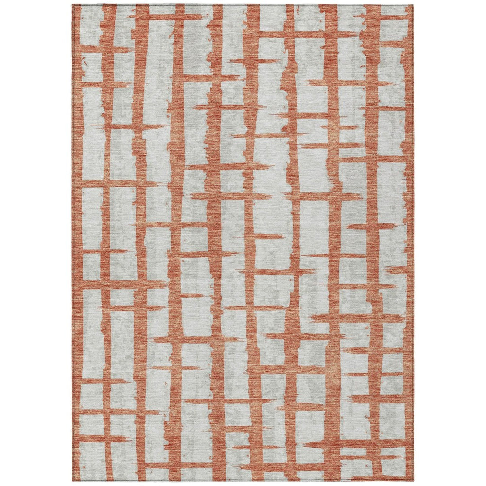 HomeRoots 9' Coral and Gray Striped Washable Area Rug for Indoor and Outdoor Use - Durable, Stylish, Easy Care 9' X 12' 591193