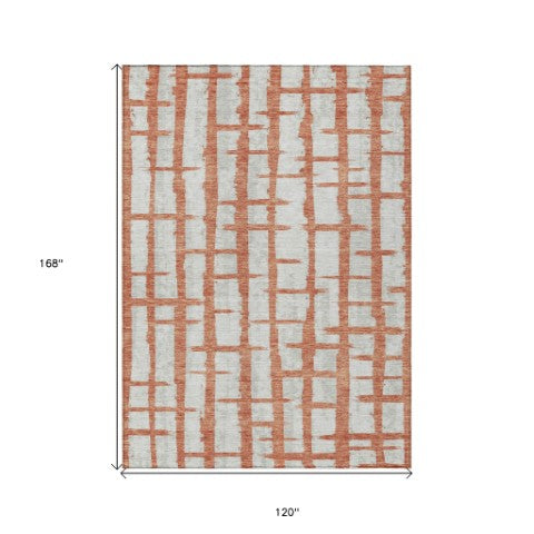 Homeroots 3' Stylish Artichoke Green & Gray Striped Washable Area Rug For Indoor And Outdoor Spaces 10' X 14' Polyester 591194