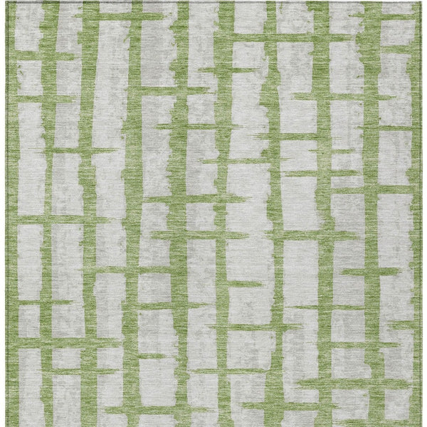 Homeroots 3' Stylish Artichoke Green & Gray Striped Washable Area Rug For Indoor And Outdoor Spaces 3' X 5' Polyester 591195