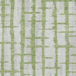 Homeroots 3' Stylish Artichoke Green & Gray Striped Washable Area Rug For Indoor And Outdoor Spaces 5' X 8' Polyester 591196