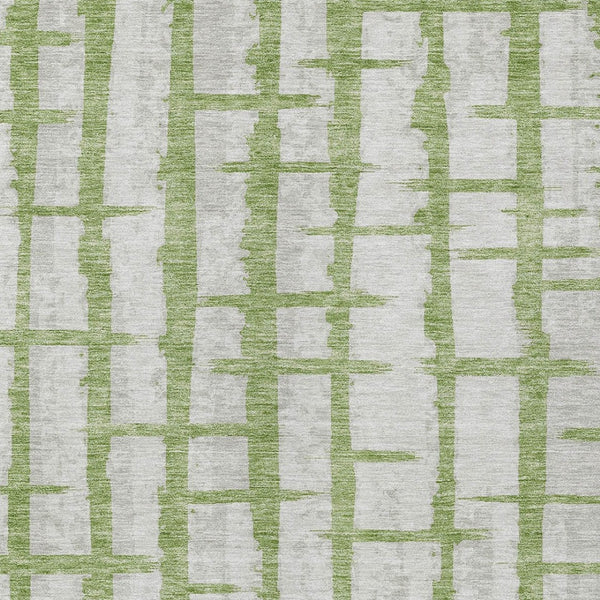 Homeroots 3' Stylish Artichoke Green & Gray Striped Washable Area Rug For Indoor And Outdoor Spaces 5' X 8' Polyester 591196