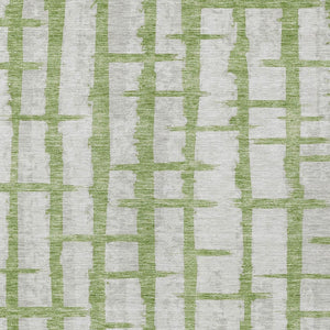Homeroots 3' Stylish Artichoke Green & Gray Striped Washable Area Rug For Indoor And Outdoor Spaces 8' X 10' Polyester 591198