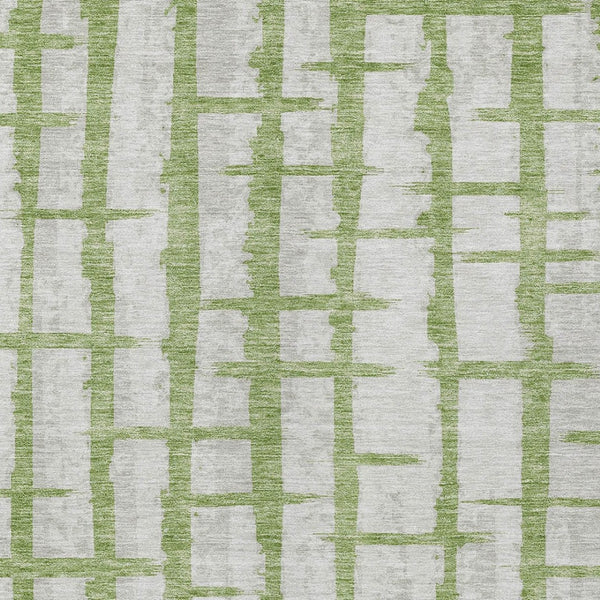 Homeroots 3' Stylish Artichoke Green & Gray Striped Washable Area Rug For Indoor And Outdoor Spaces 8' X 10' Polyester 591198