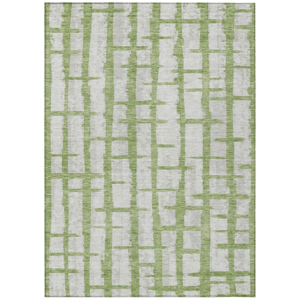 HomeRoots 9' Washable Green and Gray Striped Area Rug for Indoor and Outdoor Durability, Style, and Comfort 9' X 12' 591199