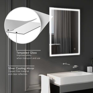 English Elm HOMCOM LED Bathroom Mirror 36"x28" Dimmable Touch Control, 3 Color Temps, Defogging, IP44 W2225P173994