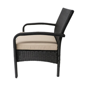 English Elm Christopher Knight Home® - CORDOBA PE Rattan Wicker Chair with Iron Frame and Waterproof Cushion for Durable Outdoor Seating Brown+Tan 57459.00BRN