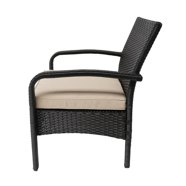 English Elm Christopher Knight Home® - CORDOBA PE Rattan Wicker Chair with Iron Frame and Waterproof Cushion for Durable Outdoor Seating Brown+Tan 57459.00BRN
