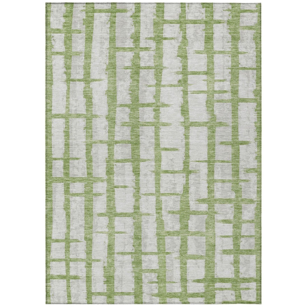 HomeRoots 5' Green and Gray Striped Washable Area Rug - Durable, Stylish, and Perfect for Indoor & Outdoor Use 10' X 14' 591200
