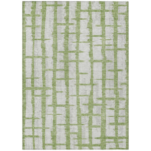 HomeRoots 5' Green and Gray Striped Washable Area Rug - Durable, Stylish, and Perfect for Indoor & Outdoor Use 10' X 14' 591200