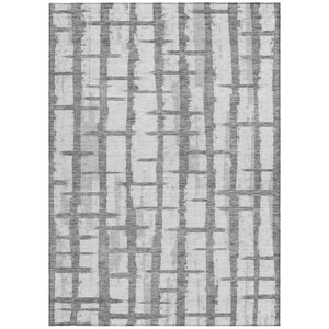 Homeroots 3' Stylish Artichoke Green & Gray Striped Washable Area Rug For Indoor And Outdoor Spaces 5' X 8' Polyester 591202