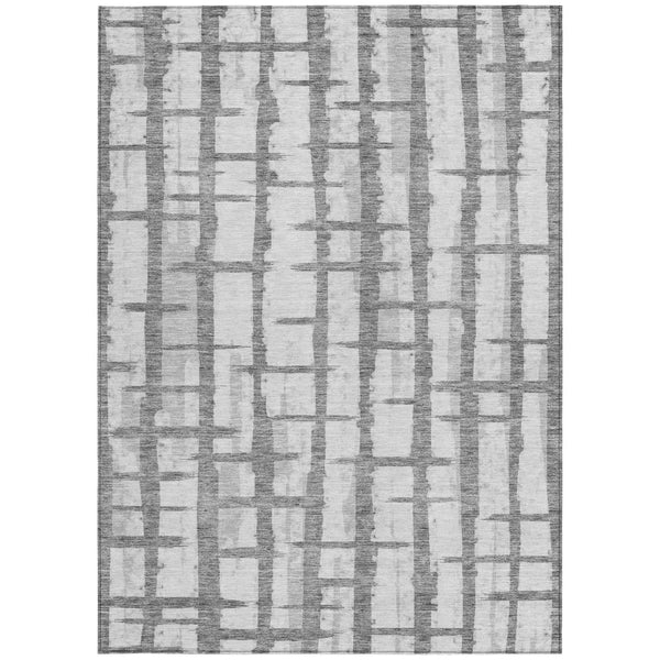 Homeroots 3' Stylish Artichoke Green & Gray Striped Washable Area Rug For Indoor And Outdoor Spaces 8' X 10' Polyester 591204