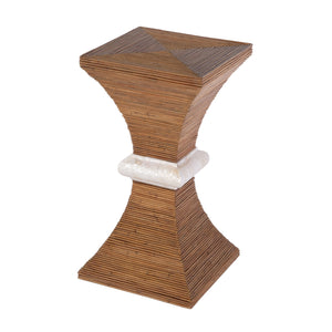 Butler Specialty Butler Marikit 13" W Square Side Table With Unique Arorog Inlay & Hourglass Base For Any Space Brown Gmelina Solids,Arorog Inlay,Kabibi Shell,Plywood 5912070-butler