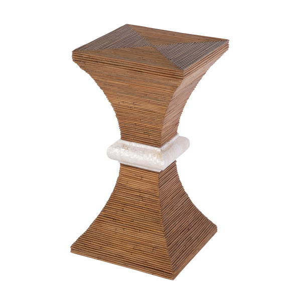 Butler Specialty Butler Marikit 13" W Square Side Table With Unique Arorog Inlay & Hourglass Base For Any Space Brown Gmelina Solids,Arorog Inlay,Kabibi Shell,Plywood 5912070-butler