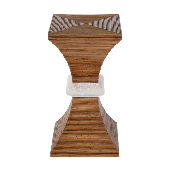 Butler Specialty Butler Marikit 13" W Square Side Table With Unique Arorog Inlay & Hourglass Base For Any Space Brown Gmelina Solids,Arorog Inlay,Kabibi Shell,Plywood 5912070-butler