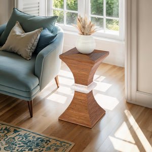 Butler Specialty Butler Marikit 13" W Square Side Table With Unique Arorog Inlay & Hourglass Base For Any Space Brown Gmelina Solids,Arorog Inlay,Kabibi Shell,Plywood 5912070-butler
