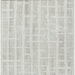 Homeroots 3' Stylish Artichoke Green & Gray Striped Washable Area Rug For Indoor And Outdoor Spaces 3' X 5' Polyester 591207