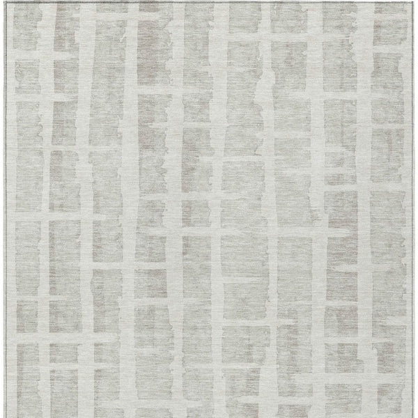 Homeroots 3' Stylish Artichoke Green & Gray Striped Washable Area Rug For Indoor And Outdoor Spaces 3' X 5' Polyester 591207