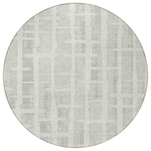 Homeroots 3' Stylish Artichoke Green & Gray Striped Washable Area Rug For Indoor And Outdoor Spaces 8' Round Polyester 591209
