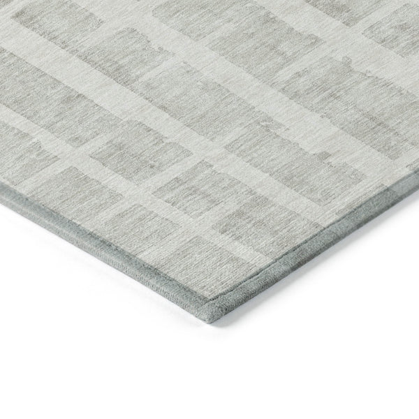 Homeroots 3' Stylish Artichoke Green & Gray Striped Washable Area Rug For Indoor And Outdoor Spaces 8' X 10' Polyester 591210