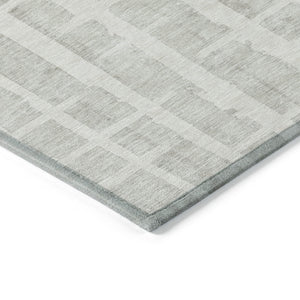 Homeroots 3' Stylish Artichoke Green & Gray Striped Washable Area Rug For Indoor And Outdoor Spaces 9' X 12' Polyester 591211
