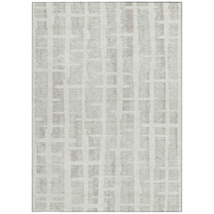 Homeroots 3' Stylish Artichoke Green & Gray Striped Washable Area Rug For Indoor And Outdoor Spaces 9' X 12' Polyester 591211