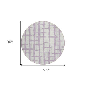 Homeroots 3' Stylish Artichoke Green & Gray Striped Washable Area Rug For Indoor And Outdoor Spaces 8' Round Polyester 591215