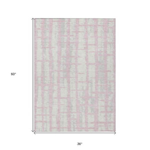 Homeroots 3' Stylish Artichoke Green & Gray Striped Washable Area Rug For Indoor And Outdoor Spaces 3' X 5' Polyester 591219