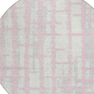 Homeroots 3' Stylish Artichoke Green & Gray Striped Washable Area Rug For Indoor And Outdoor Spaces 8' Round Polyester 591221