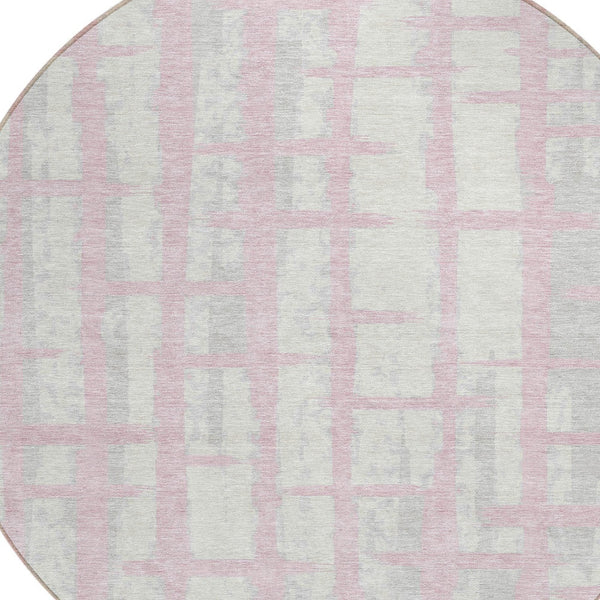 Homeroots 3' Stylish Artichoke Green & Gray Striped Washable Area Rug For Indoor And Outdoor Spaces 8' Round Polyester 591221