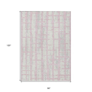 Homeroots 3' Stylish Artichoke Green & Gray Striped Washable Area Rug For Indoor And Outdoor Spaces 8' X 10' Polyester 591222