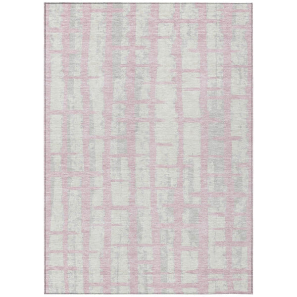 HomeRoots 9' Washable Striped Area Rug in Soft Pink, Gray & Ivory - Perfect for Indoor or Outdoor Spaces 9' X 12' 591223