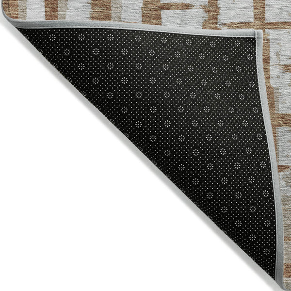 Homeroots 3' Stylish Artichoke Green & Gray Striped Washable Area Rug For Indoor And Outdoor Spaces 5' X 8' Polyester 591226