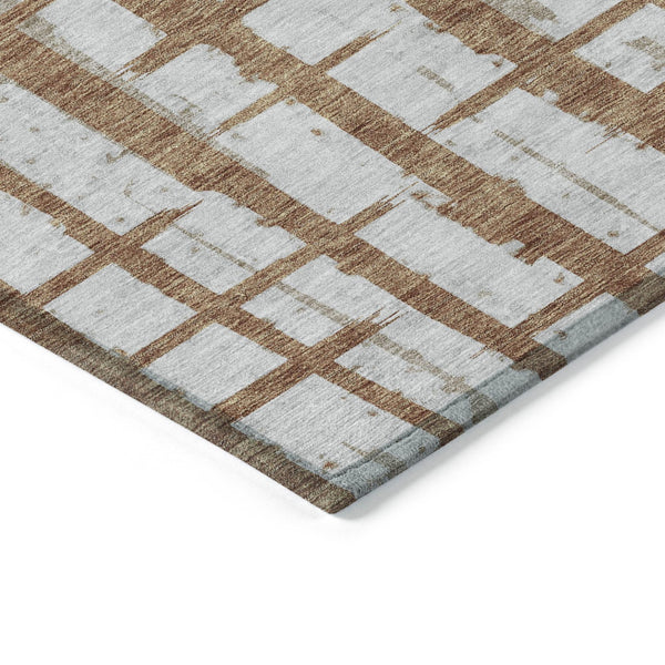 Homeroots 3' Stylish Artichoke Green & Gray Striped Washable Area Rug For Indoor And Outdoor Spaces 5' X 8' Polyester 591226