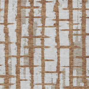 Homeroots 3' Stylish Artichoke Green & Gray Striped Washable Area Rug For Indoor And Outdoor Spaces 5' X 8' Polyester 591226